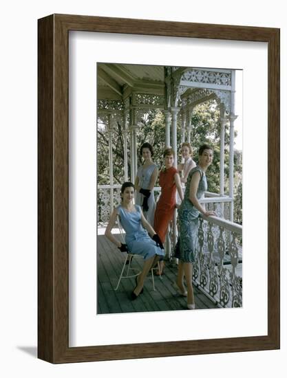 Australian Models Pose on a Porch, Melbourne, Australia, 1956-John Dominis-Framed Photographic Print