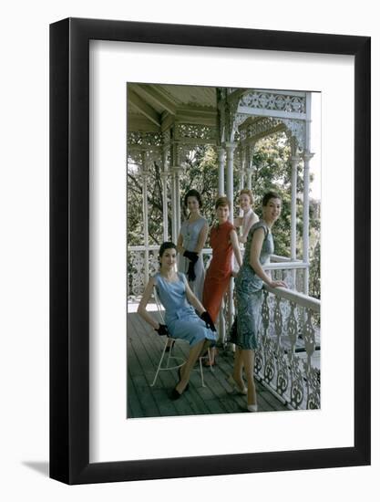 Australian Models Pose on a Porch, Melbourne, Australia, 1956-John Dominis-Framed Photographic Print