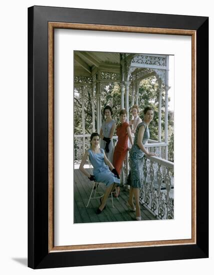 Australian Models Pose on a Porch, Melbourne, Australia, 1956-John Dominis-Framed Photographic Print