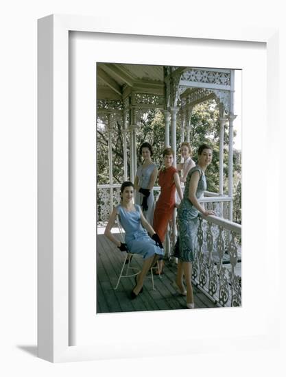 Australian Models Pose on a Porch, Melbourne, Australia, 1956-John Dominis-Framed Photographic Print