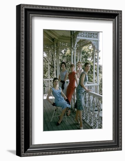 Australian Models Pose on a Porch, Melbourne, Australia, 1956-John Dominis-Framed Photographic Print