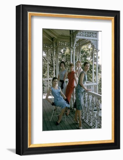 Australian Models Pose on a Porch, Melbourne, Australia, 1956-John Dominis-Framed Photographic Print