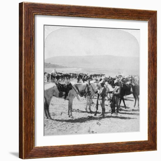 Australian Mounted Rifles after a Skirmish at the Modder River, South Africa, January 1900-Underwood & Underwood-Framed Giclee Print