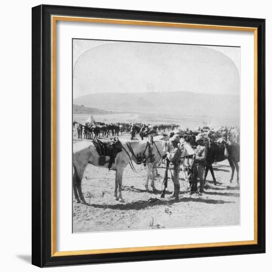 Australian Mounted Rifles after a Skirmish at the Modder River, South Africa, January 1900-Underwood & Underwood-Framed Giclee Print