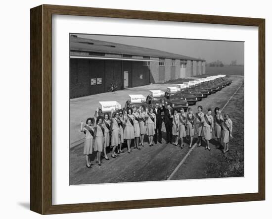 Australian Sales Girls in Front of a Fleet of 1965 Hillman Imps, Selby, North Yorkshire, 1965-Michael Walters-Framed Photographic Print