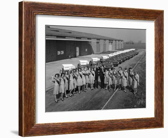 Australian Sales Girls in Front of a Fleet of 1965 Hillman Imps, Selby, North Yorkshire, 1965-Michael Walters-Framed Photographic Print