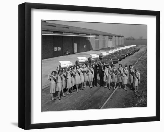 Australian Sales Girls in Front of a Fleet of 1965 Hillman Imps, Selby, North Yorkshire, 1965-Michael Walters-Framed Photographic Print