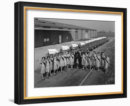 Australian Sales Girls in Front of a Fleet of 1965 Hillman Imps, Selby, North Yorkshire, 1965-Michael Walters-Framed Photographic Print