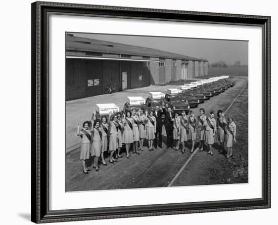 Australian Sales Girls in Front of a Fleet of 1965 Hillman Imps, Selby, North Yorkshire, 1965-Michael Walters-Framed Photographic Print