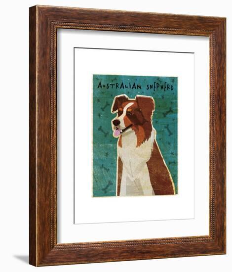 Australian Shepherd (Red)-John W^ Golden-Framed Art Print