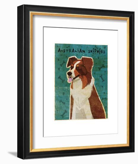 Australian Shepherd (Red)-John W^ Golden-Framed Art Print