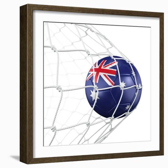Australian Soccer Ball in a Net-zentilia-Framed Art Print