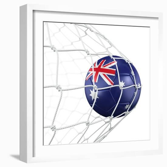 Australian Soccer Ball in a Net-zentilia-Framed Art Print