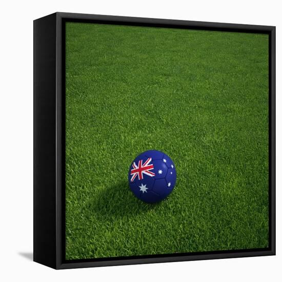 Australian Soccerball Lying on Grass-zentilia-Framed Stretched Canvas