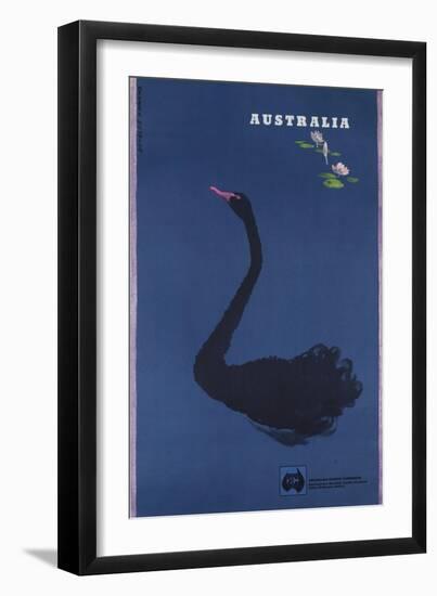 Australian Travel Board Travel Poster, Black Swann, Ca, 1950s-null-Framed Giclee Print