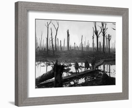 Australians Passing along Duckboard Track-null-Framed Giclee Print