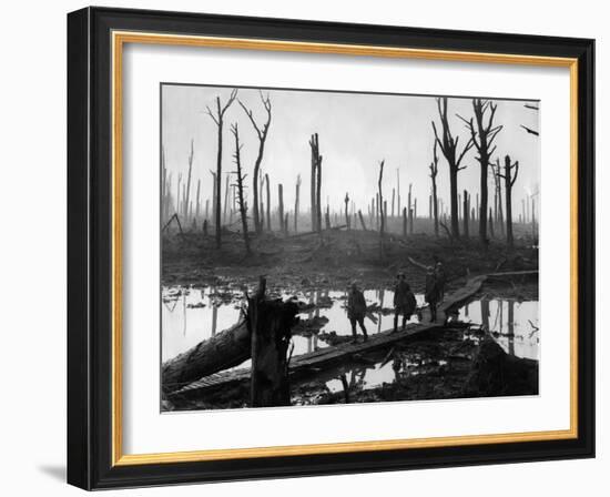 Australians Passing along Duckboard Track-null-Framed Giclee Print