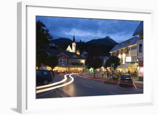 Austria, Carinthia, Hermagor, Streets Scenery, Light-Tracks, Twilight-Rainer Mirau-Framed Photographic Print