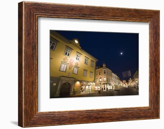 Austria, Carinthia, Klagenfurt, Frontage, Pedestrian Precinct, Evening-Mood, Full Moon-Rainer Mirau-Framed Photographic Print