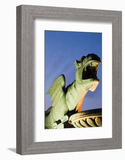 Austria, Carinthia, Klagenfurt, Lindwurm-Fountain, Twilight-Rainer Mirau-Framed Photographic Print