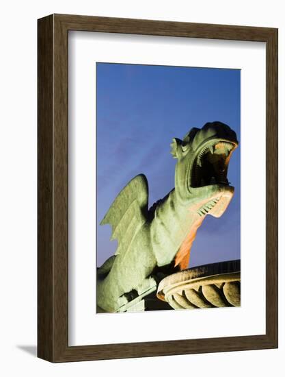 Austria, Carinthia, Klagenfurt, Lindwurm-Fountain, Twilight-Rainer Mirau-Framed Photographic Print