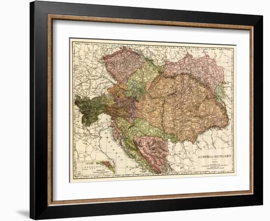 Austria-Hungary - Panoramic Map-Lantern Press-Framed Art Print