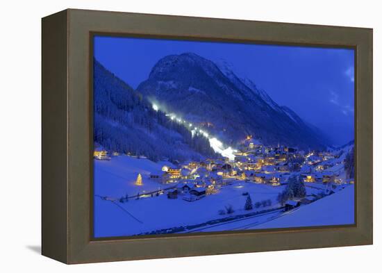 Austria, Ischgl, Local Overview, Winter, by Night,-Ludwig Mallaun-Framed Premier Image Canvas