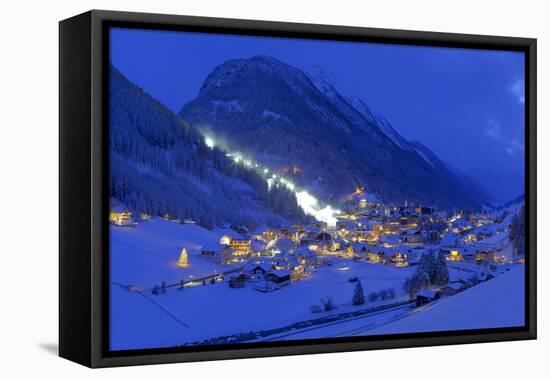 Austria, Ischgl, Local Overview, Winter, by Night,-Ludwig Mallaun-Framed Premier Image Canvas