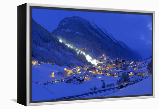 Austria, Ischgl, Local Overview, Winter, by Night,-Ludwig Mallaun-Framed Premier Image Canvas