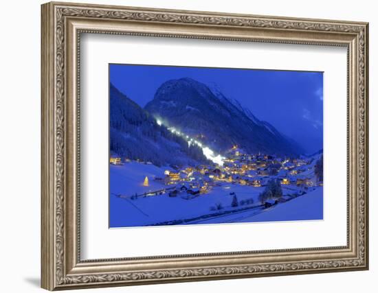 Austria, Ischgl, Local Overview, Winter, by Night,-Ludwig Mallaun-Framed Photographic Print