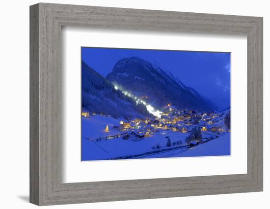 Austria, Ischgl, Local Overview, Winter, by Night,-Ludwig Mallaun-Framed Photographic Print
