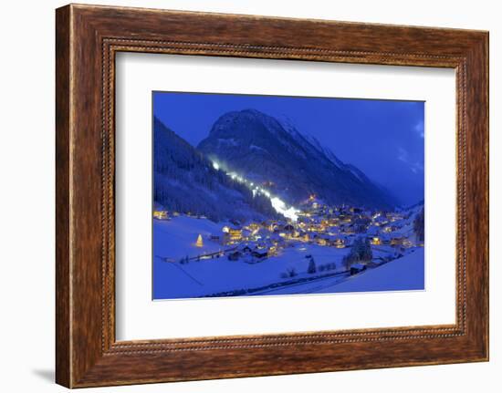 Austria, Ischgl, Local Overview, Winter, by Night,-Ludwig Mallaun-Framed Photographic Print