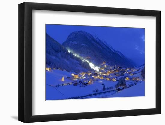 Austria, Ischgl, Local Overview, Winter, by Night,-Ludwig Mallaun-Framed Photographic Print