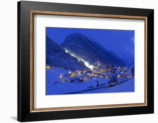 Austria, Ischgl, Local Overview, Winter, by Night,-Ludwig Mallaun-Framed Photographic Print