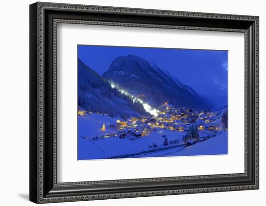 Austria, Ischgl, Local Overview, Winter, by Night,-Ludwig Mallaun-Framed Photographic Print