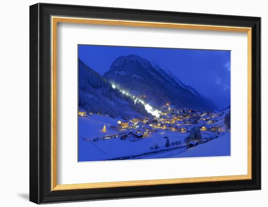 Austria, Ischgl, Local Overview, Winter, by Night,-Ludwig Mallaun-Framed Photographic Print