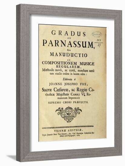 Austria, Johann Joseph Fux, Frontispiece of Gradus Ad Parnassum, 1725-null-Framed Giclee Print