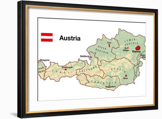 Austria Map-Peter Hermes Furian-Framed Art Print