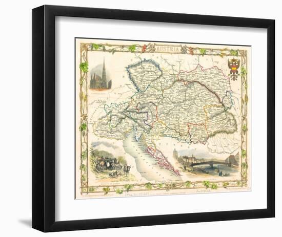 Austria - Östereich Map 1851-Tallis-Framed Art Print