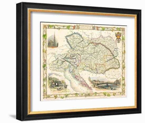 Austria - Östereich Map 1851-Tallis-Framed Art Print