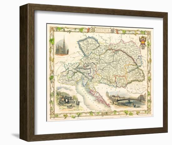 Austria - Östereich Map 1851-Tallis-Framed Art Print