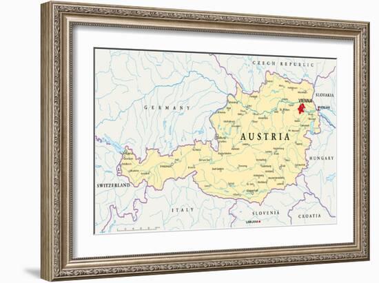 Austria Political Map-Peter Hermes Furian-Framed Art Print
