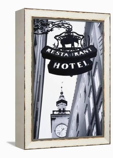 Austria, Salzburg, Hotel Sign-Walter Bibikow-Framed Premier Image Canvas