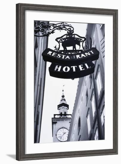 Austria, Salzburg, Hotel Sign-Walter Bibikow-Framed Photographic Print