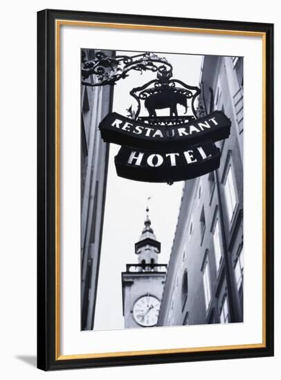 Austria, Salzburg, Hotel Sign-Walter Bibikow-Framed Photographic Print