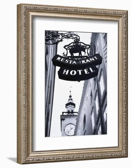 Austria, Salzburg, Hotel Sign-Walter Bibikow-Framed Photographic Print