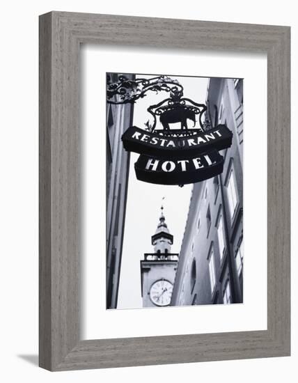 Austria, Salzburg, Hotel Sign-Walter Bibikow-Framed Photographic Print