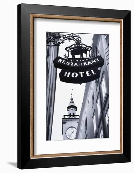 Austria, Salzburg, Hotel Sign-Walter Bibikow-Framed Photographic Print