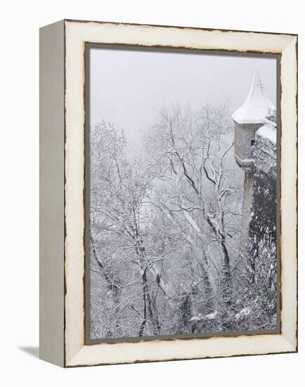 Austria, Salzburg. Part of Salzburg Castle Wall in the Winter-Bill Young-Framed Premier Image Canvas