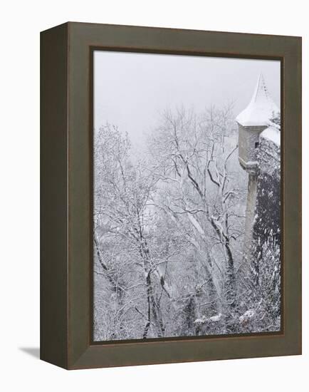 Austria, Salzburg. Part of Salzburg Castle Wall in the Winter-Bill Young-Framed Premier Image Canvas